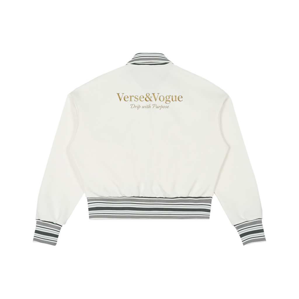 Verse&Vogue | Striped Rib Collar Zip Jacket