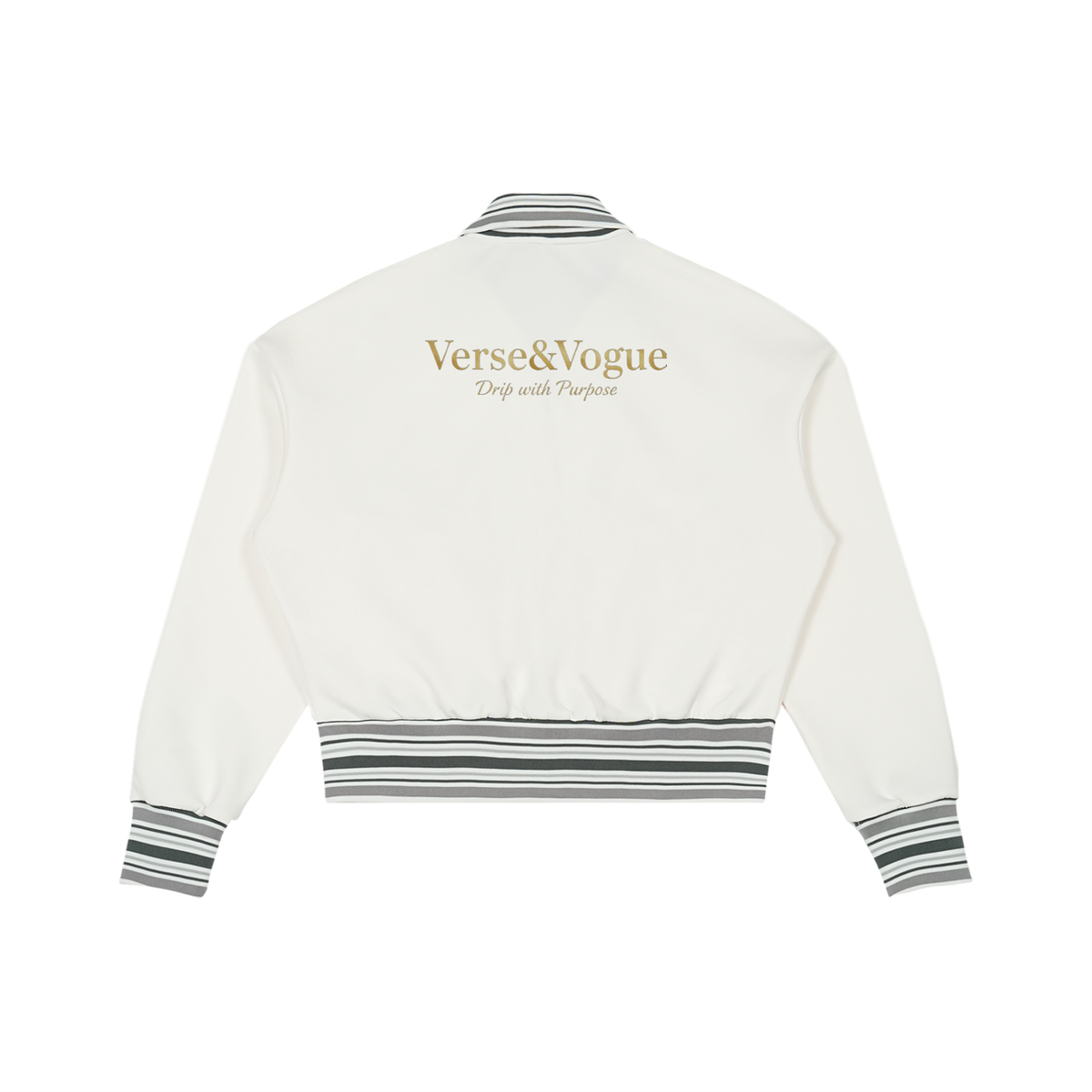 Verse&Vogue | Striped Rib Collar Zip Jacket