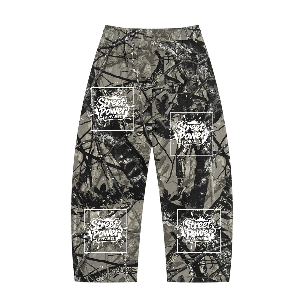Verse&Vogue | Unisex Tree Camo Barrel Leg Pants