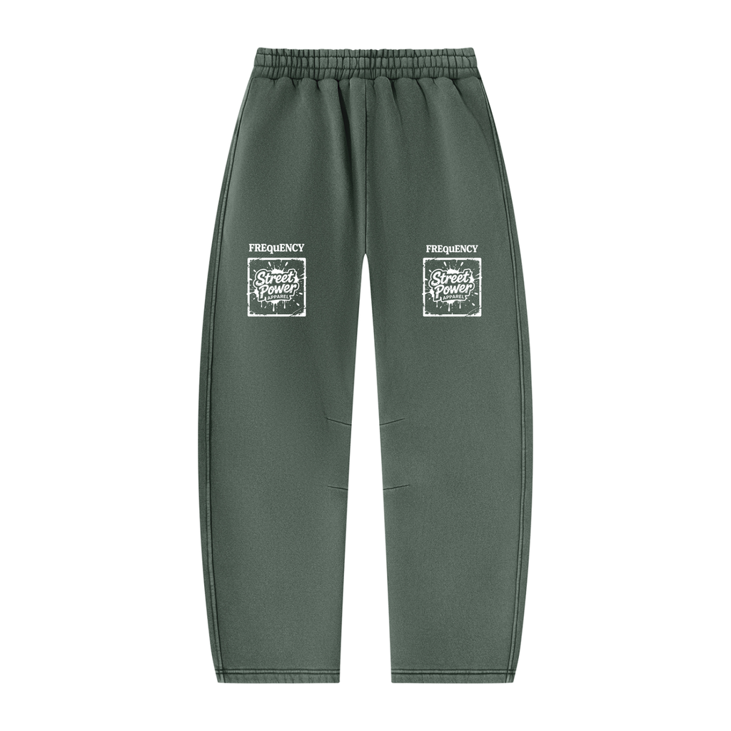 Verse&Vogue | Unisex Vintage Wash Barrel Leg Fleece Sweatpants