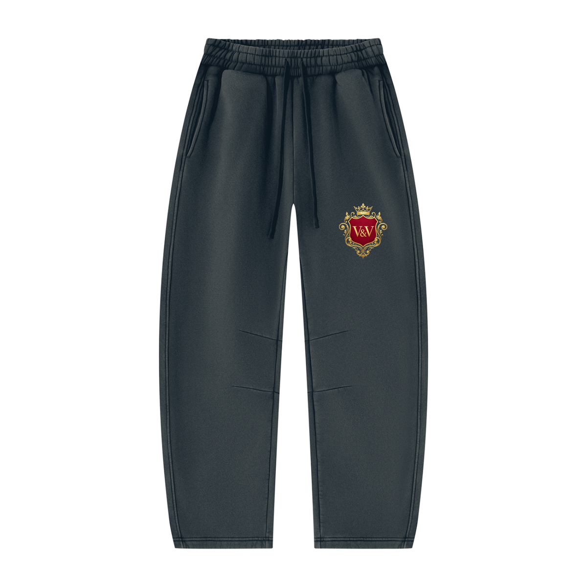 Verse&Vogue | Unisex Vintage Wash Barrel Leg Fleece Sweatpants