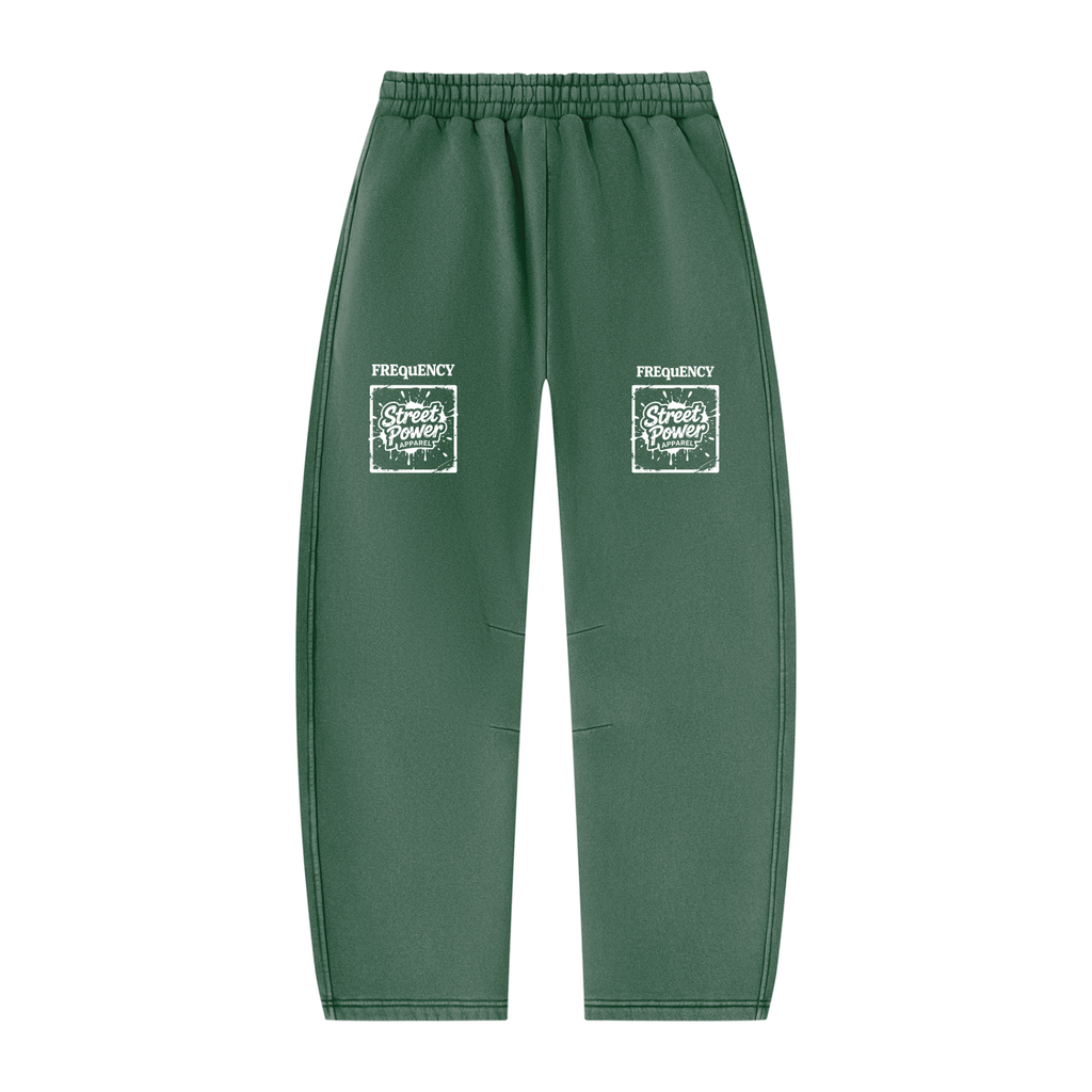 Verse&Vogue | Unisex Vintage Wash Barrel Leg Fleece Sweatpants