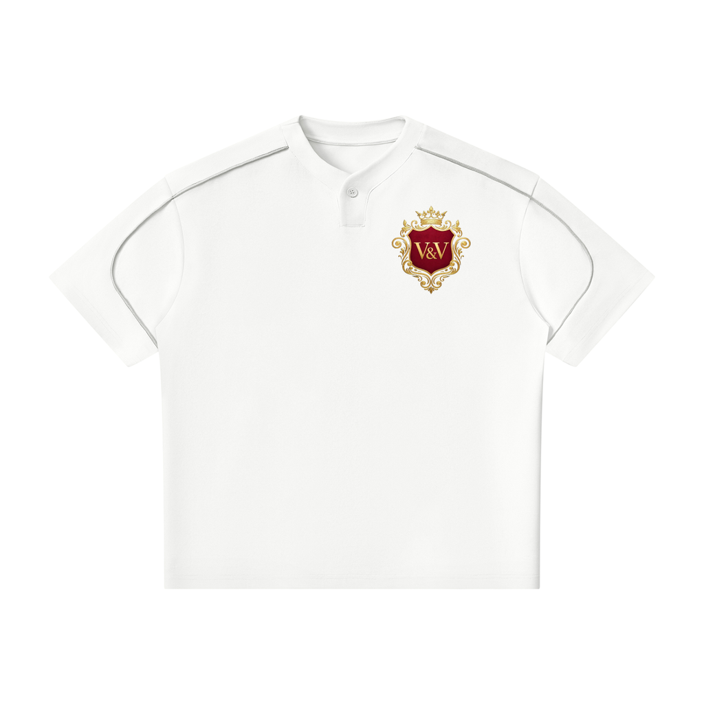 Verse&Vogue | Unisex Oversized Piping Henley T-Shirt