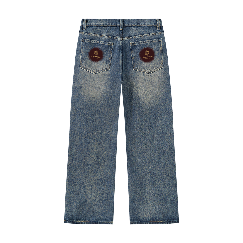 Verse&Vogue | Men’s Vintage Wash Straight Leg Denim Jeans