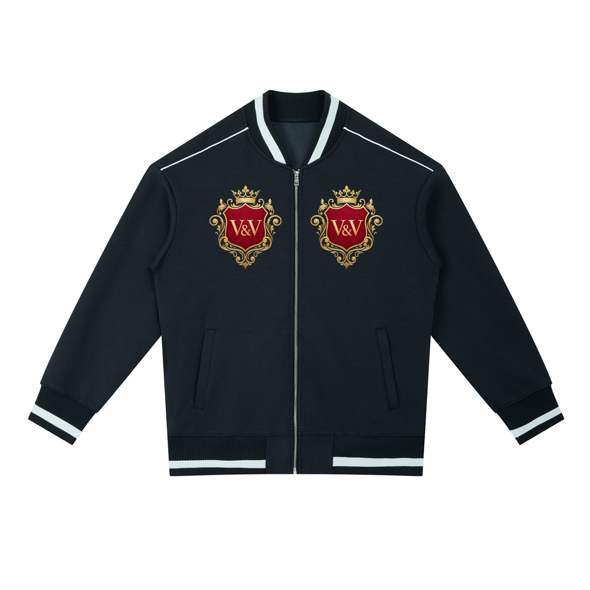 Verse&Vogue | Contrast Piping Zip Bomber Jacket