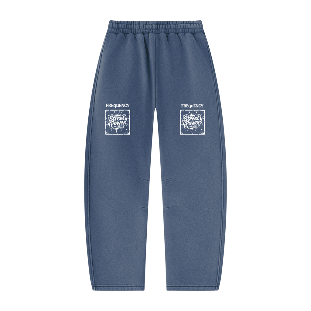 Verse&Vogue | Unisex Vintage Wash Barrel Leg Fleece Sweatpants