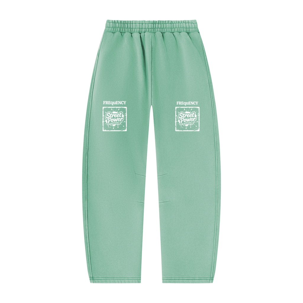 Verse&Vogue | Unisex Vintage Wash Barrel Leg Fleece Sweatpants