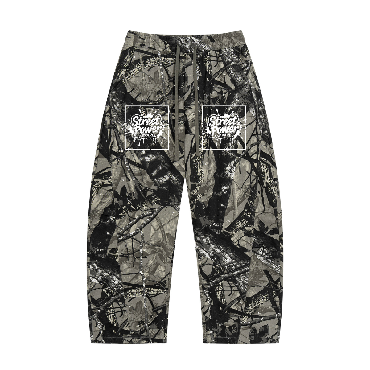 Verse&Vogue | Unisex Tree Camo Barrel Leg Pants