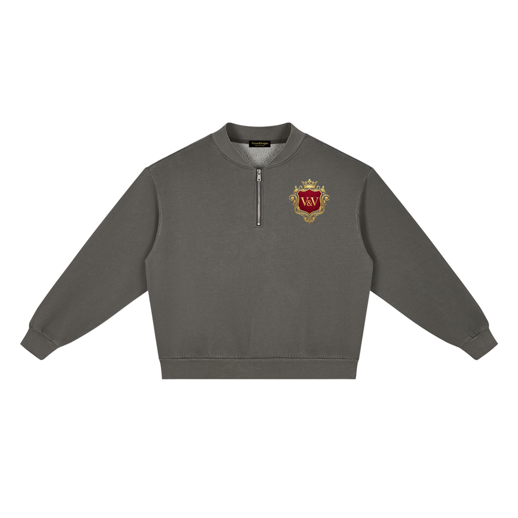 Verse&Vogue | Unisex Vintage Wash Fleece Quarter Zip Sweatshirt