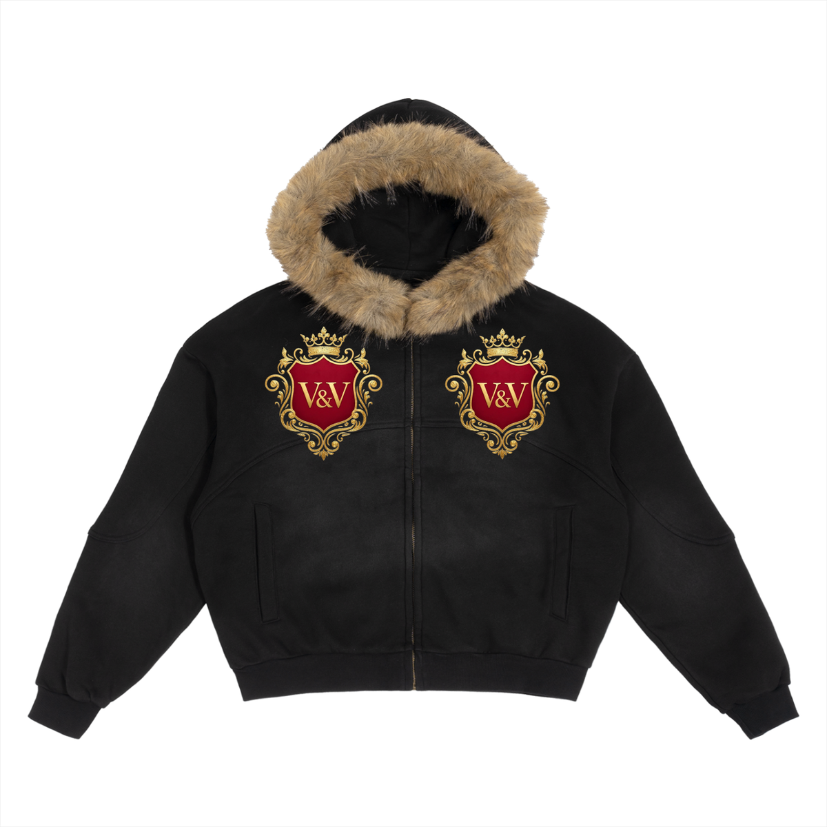 Verse&Vogue | Sun Fade Boxy Detachable Fur Hoodie