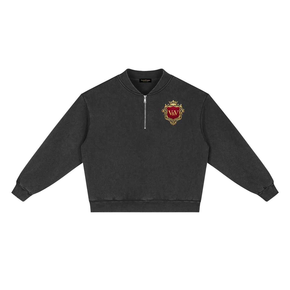 Verse&Vogue | Unisex Vintage Wash Fleece Quarter Zip Sweatshirt