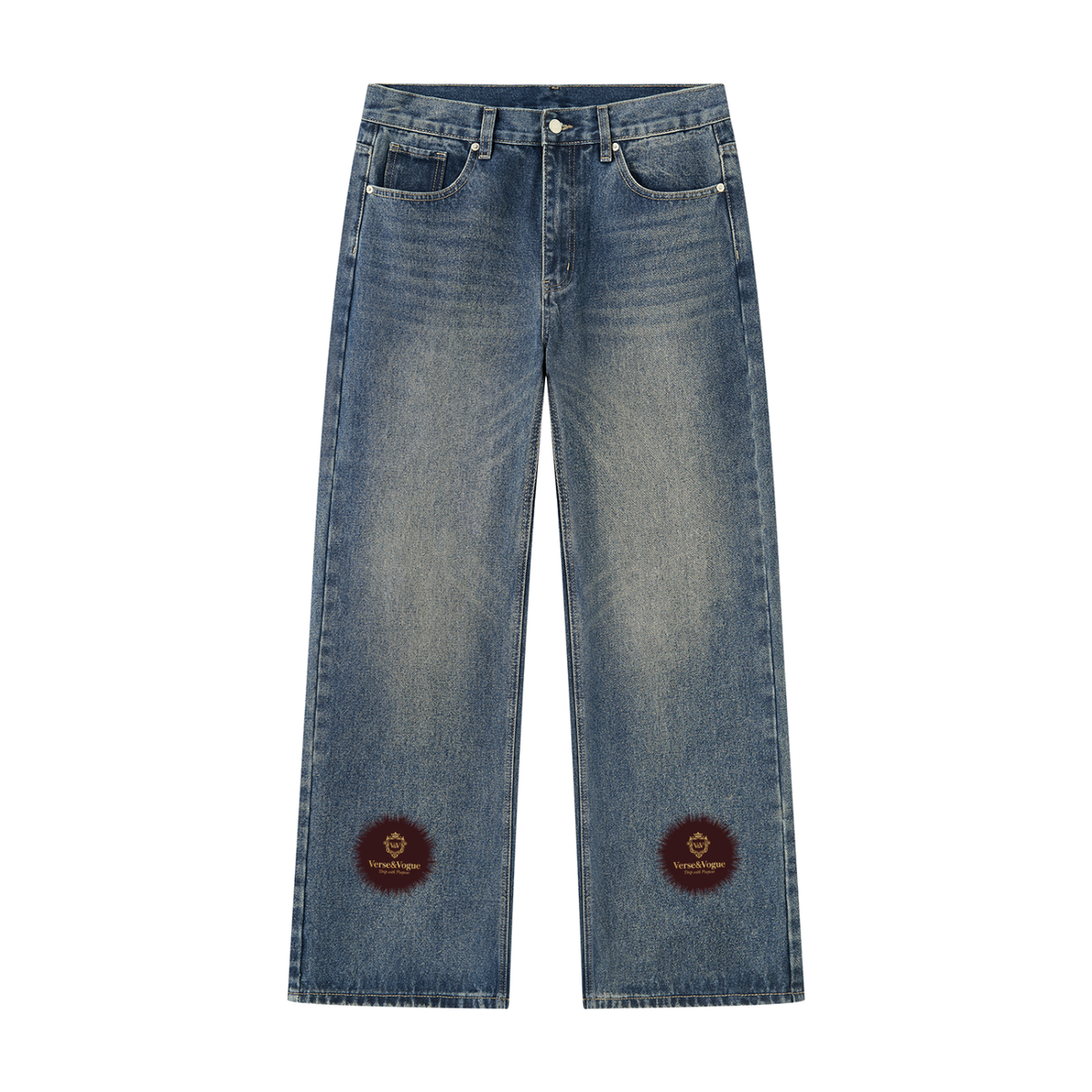 Verse&Vogue | Men’s Vintage Wash Straight Leg Denim Jeans