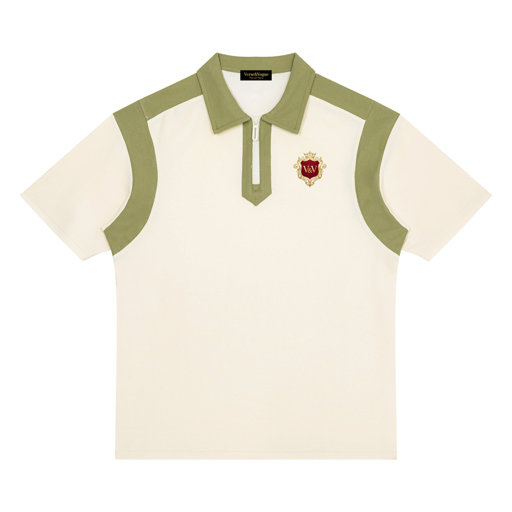 Verse&Vogue | Unisex Color Block Quarter Zip Polo Shirt