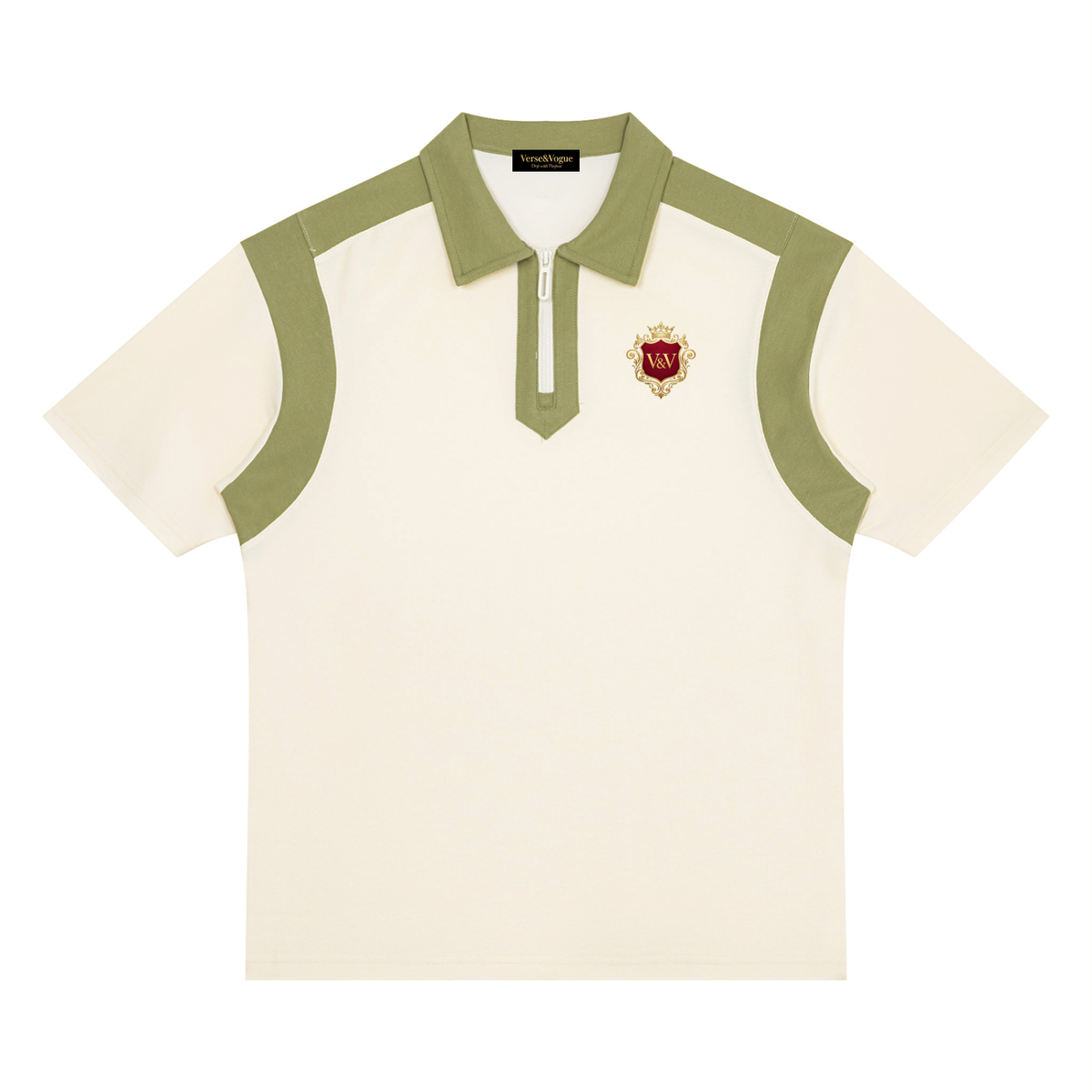 Verse&Vogue | Unisex Color Block Quarter Zip Polo Shirt