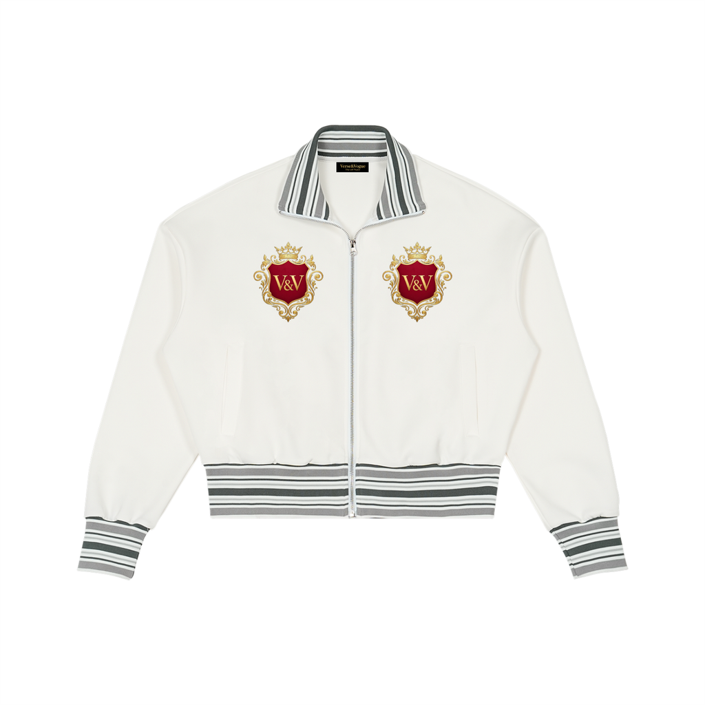 Verse&Vogue | Striped Rib Collar Zip Jacket