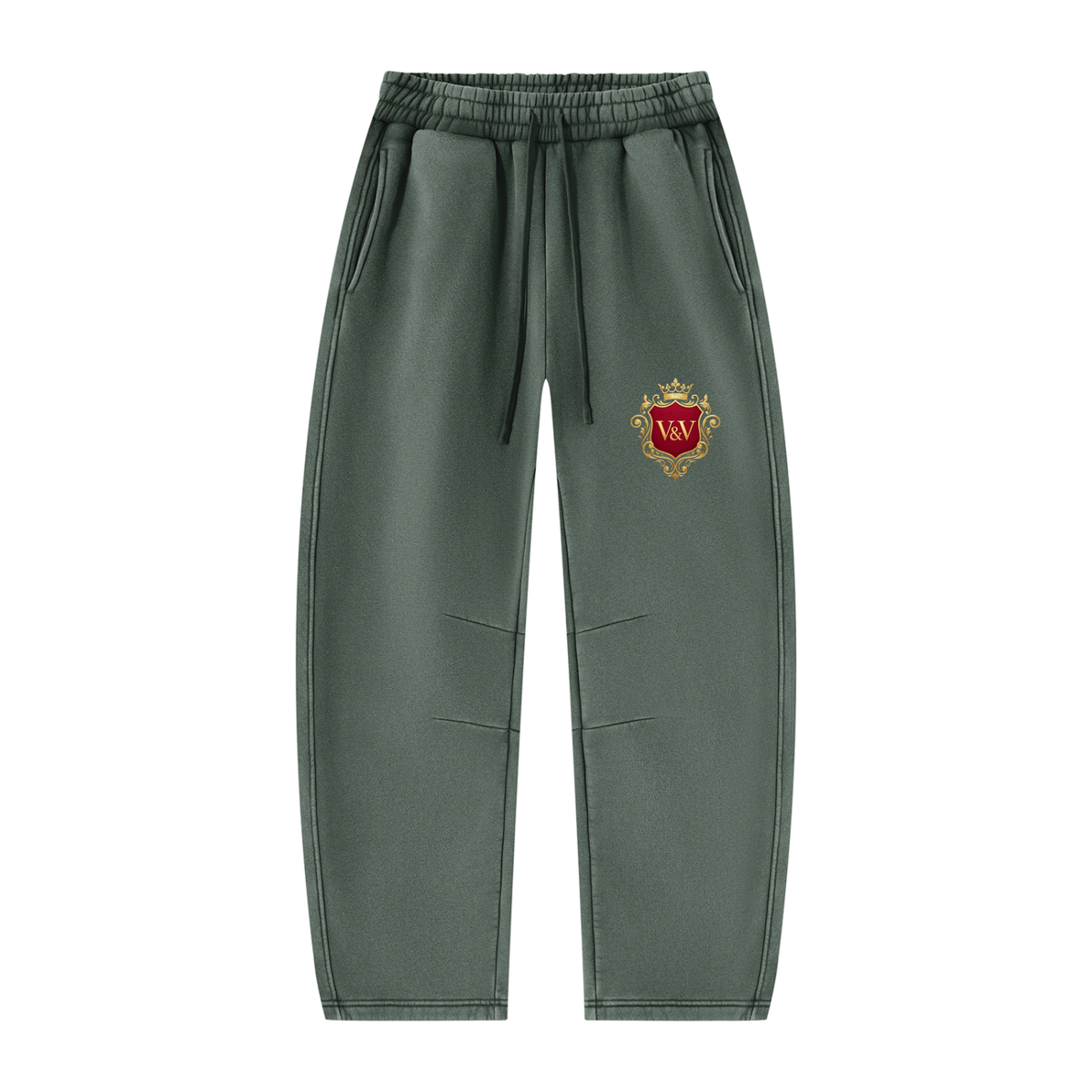 Verse&Vogue | Unisex Vintage Wash Barrel Leg Fleece Sweatpants